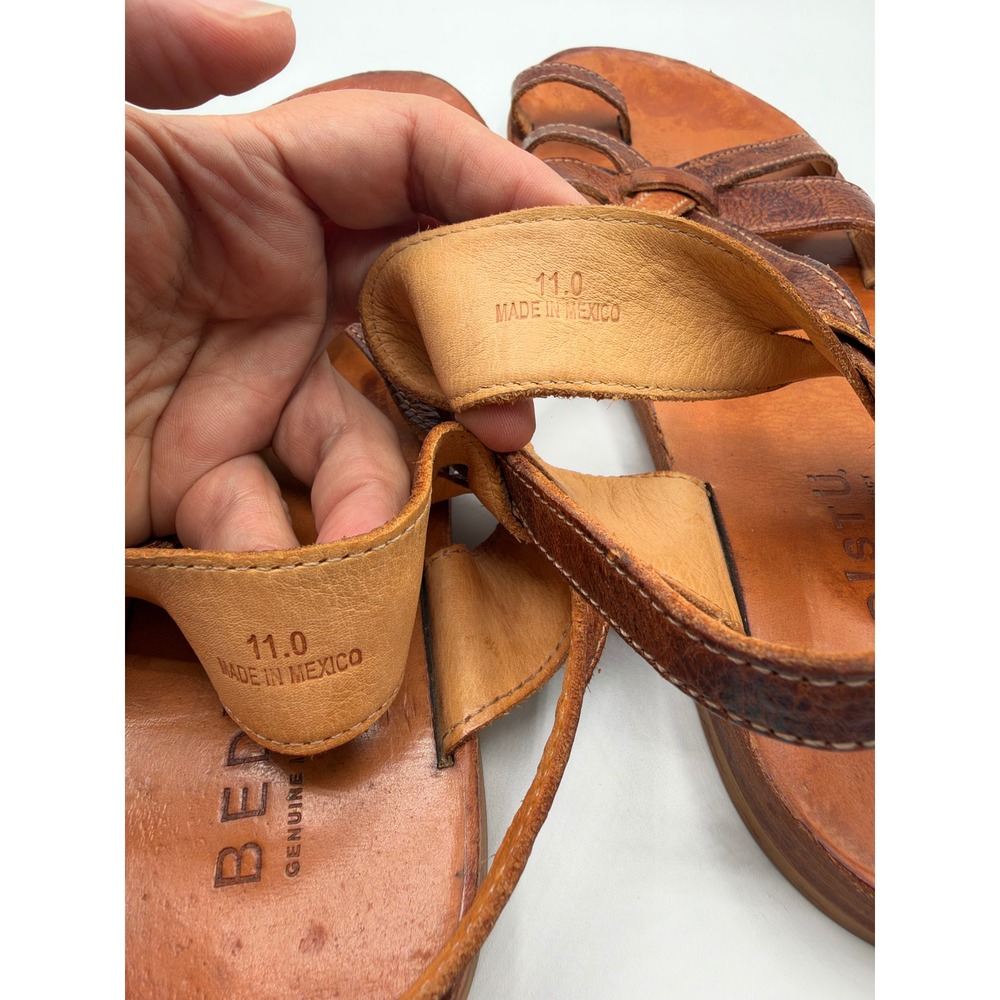 Bed Stu Women 11 Brown Manati II Leather Strappy Toe Loop Sandal Boho Artisan - Picture 7 of 7
